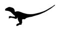 Velociraptor vector silhouette isolated on white background. Dinosaurs symbol. Jurassic era. Dino sign. Lizard dinosaur dragon. Royalty Free Stock Photo