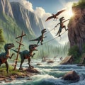 02 153 Velociraptors exhibiting problem-solving skills to navig
