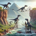 02 154 Velociraptors exhibiting problem-solving skills to navig