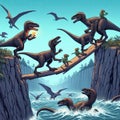 Velociraptors exhibiting problem solving skills to navigate a