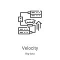 velocity icon vector from big data collection. Thin line velocity outline icon vector illustration. Linear symbol for use on web
