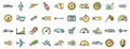 Velocity icons set vector color line