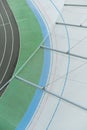 Velodrome, top view. Track for track bikes. Background. Copy space. Bicycle track. Velodrome cycling track empty. Vertical