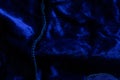 Velour fabric dark blue close up texture for background, wallpaper Royalty Free Stock Photo