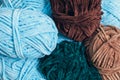 Velour yarn hanks texture background. Concept of creative hobby materials Royalty Free Stock Photo