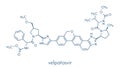 Velpatasvir hepatitis C virus HCV drug molecule. Skeletal formula.