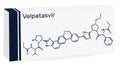 Velpatasvir molecule. It is NS5A inhibitor used to treat chronic hepatitis C infections. Skeletal chemical formula. Paper