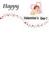 Velrntines template with cartoon baby amour holding love letter