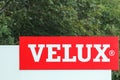 Velux logo at the entrance of the factory