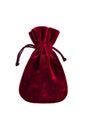 Velvet red pouch isolated on white Royalty Free Stock Photo