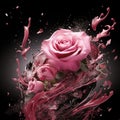 Velvet Revival: A sensual, velvety rose unfolding amidst swirling musical notes