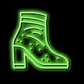 velvet shoe care neon glow icon illustration