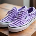 Velvet Striped Vans Slippers: Lavender Slip-ons With Aggressive Quilting