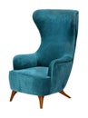 Velvet textile armchair on white