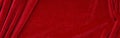 Velvet texture red color background banner, expensive luxury fabric,  wallpaper. Royalty Free Stock Photo