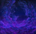 Velvet Violet clouds in the starry night sky artwork background painting on canvas