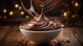 Velvety chocolate cream flows from a whisk, enriching a table-bound bowl, Ai Generated Royalty Free Stock Photo