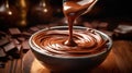 Velvety chocolate cream flows from a whisk, enriching a table-bound bowl, Ai Generated Royalty Free Stock Photo