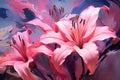 Velvety Pink lilly. Generate Ai