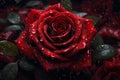 Velvety Red rose unreal. Generate Ai Royalty Free Stock Photo