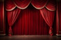 Velvety Red stage curtains. Generate Ai