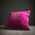 A velvety shot of a magenta cushion filled with comfort and promise. Trendy color of 2023 Viva Magenta.. AI generation