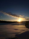 Velvety winter sunset in the mountains