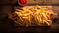 Velvia Style French Fries On Board With Ketchup