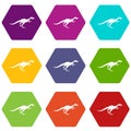 Velyciraptor icon set color hexahedron