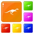 Velyciraptor icons set vector color