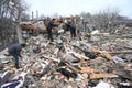 Velyka Vilshanytsia, Ukraine - March 9, 2023: Rubble of a house following a Russian strike in Lviv region