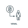 Venal icon. Thin outline style design from corruption icons collection. Creative Venal icon for web design, apps, software, print Royalty Free Stock Photo