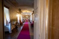 Venaria Reale,Piedmont,Italy. The summer royal residence of the Savoy family: the long corridor with the red carpet connects the Royalty Free Stock Photo