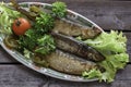 Vendace smoked to perfection and served with salad and parsley