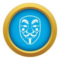 Vendetta mask icon blue vector isolated