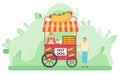 Street Food Vending Cart With Hot Dogs Vector Royalty Free Stock Photo