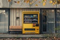 A vending machine with a bench next to it Royalty Free Stock Photo