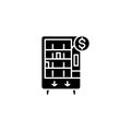 Vending machine black icon concept. Vending machine flat vector symbol, sign, illustration.