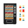 Vending machine with cigarettes isolated on white background. Vendor machine front view automatic seller, dispenser flat