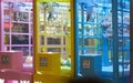 Vending machine play by insert coin to have chance to get door in cabinet in shop Royalty Free Stock Photo