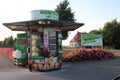 Vending machine with Roses at a greenhouse nursey where people can buy 24/7 roses in Moerkapelle in the Netherlands.