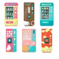 Vending machine set, vector flat isolated illustration