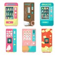 Vending machine set, vector flat isolated illustration