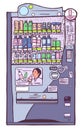 Illustration of Japanese soft drink vending machine