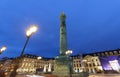 Vendome column with statue of Napoleon Bonaparte, on the Place Vendome at night, Paris, France. Royalty Free Stock Photo