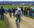 The Peloton on a Dirty Road - Paris-Nice 2016 Royalty Free Stock Photo