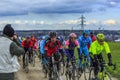 The Peloton on a Dirty Road - Paris-Nice 2016 Royalty Free Stock Photo