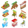 Vendor Food Street Signs 3d Icons Set Isometric View. Vector Royalty Free Stock Photo