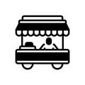 Black solid icon for Vendor, pushcart and salesman