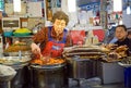 Vendor Preparing Food At Gwangjang Food Market